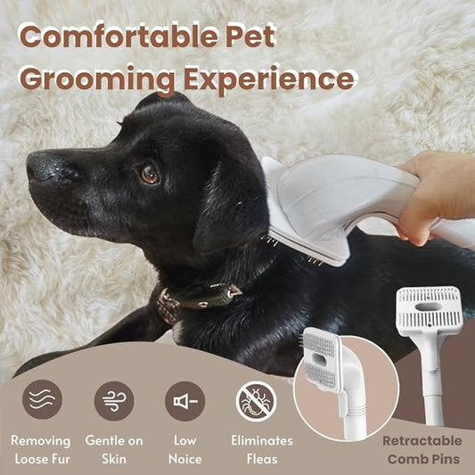 Dog Cat Brush for Shedding and Grooming,Self Cleaning Slicker Brush,Massage the skin,Easy to Clean Comb for Long or Short Haired Pets,Also use with Vacuum,Compatible with Vac 32&35mm