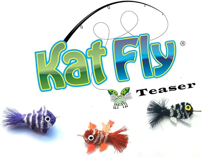 KatFly Cat Toy Wand Attachment Refill Teaser Set - Mini Clownfish (Set1)
