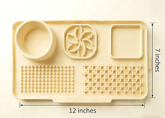 Food Grade Silicone Pet Licking Pad, Slow Feeder Puzzle Mat for Cats & Dogs, Anti-Slip Multi-Grid Design, Relieves Anxiety, Promotes Healthy Digestion