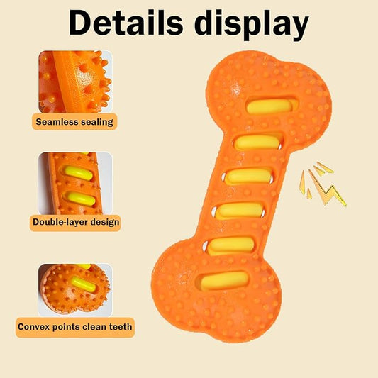 Interactive Dog Chew Sound Toy, Made of TPR Material, is bite-Resistant and Durable. It can be Used for Dog Teeth Cleaning and Training, and is an Ideal Toy for Dogs(Orange)