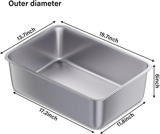 Stainless Steel Litter Box,19.7"x13.7"x6" Large Metal Litter Box for Kitty/Cat, Easy to Clean, Non Stick Litterbox No Smell for Adult Cats