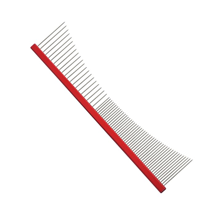 6.5 Inch Professional Concave Crescent Coarse Grooming Pet Comb Portable Wide/Fine Tooth Comb for Dogs & Cats Face & Chin Removing Tangles, Knots,Flea,Undercoat,and Excess Hair,Rounded Corners Design