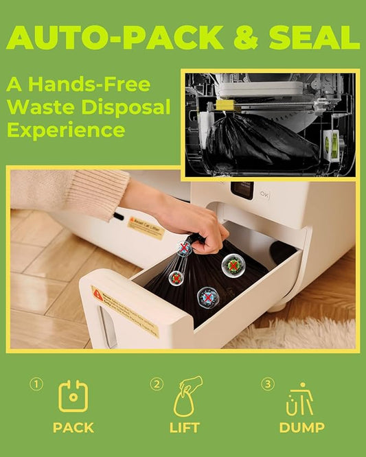 Furbulous True Odor-Free Automatic Cat Litter Box with Self-Pack and Refill System, APP Control, Self Cleaning and Packing Litter Box with Extra Large Space for 3.3-22 lbs Cats, Upgraded