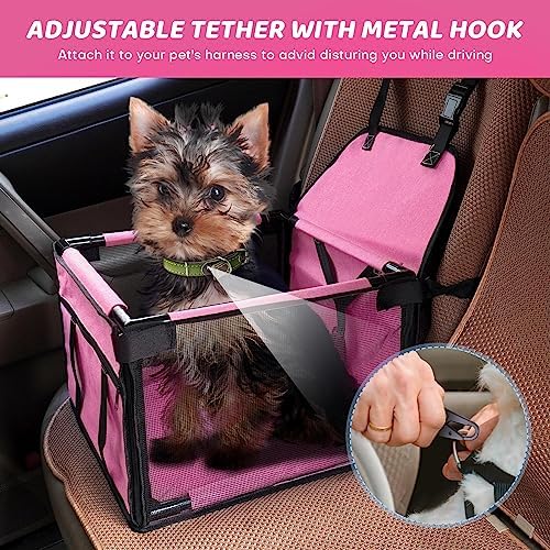 GENORTH Small Dog Car Seats for Small Dogs,Portable Puppy/Pet Car Booster Seat with Clip-On Leash and Mesh Window for Small Pet Up to 11 lbs - Image 2