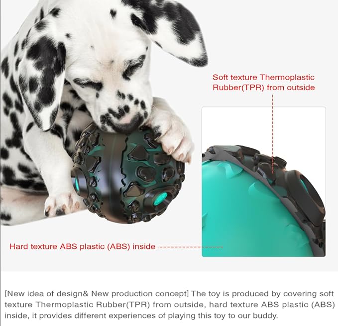 CYBERNOVA Interactive Dog Toys,Dog chew Ball, Fun Squeaky Sound Ball for Small Medium Large Breeds (Black+ Lake Blue)