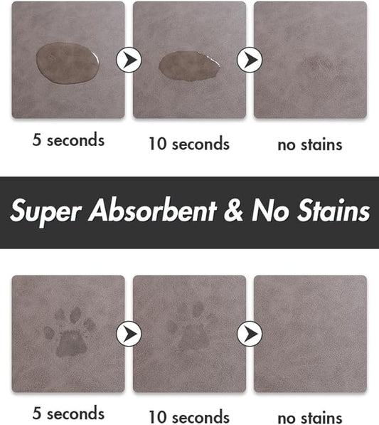 MontVoo-Absorbent Pet Feeding Mat-No Stains Pet Mat for Food and Water Bowl-Quick Dry Cat & Dog Food Mat Water Dispenser Mat-Pet Supplies Mat-Dog Water Bowl Mat for Messy Drinker,(Brown,17"x28")