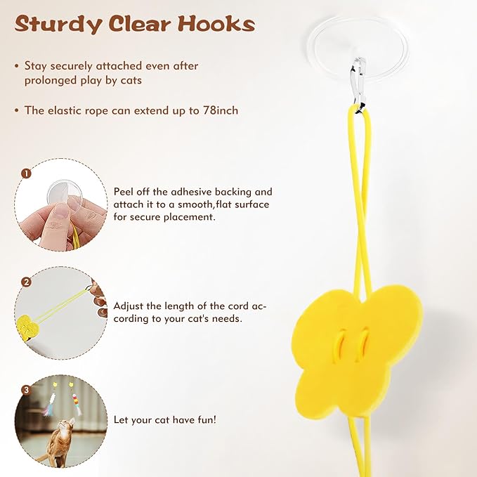 Kerros Interactive Hanging Cat Toy 6 Pcs, Plush Feather Cat Door Toys for Indoor Cats Kittens Self Play Toys for Swatting, Biting, Hunting, Exercise