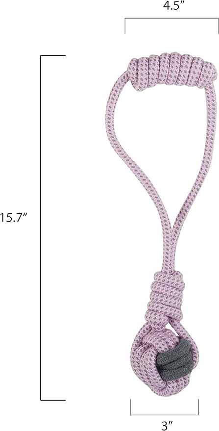 ALLUM Dog Rope Toys with Knotted Ball and Handle - Interactive and Stimulating Dog Toys & Puppy Toys - Dog Toys for Boredom - Ball on Rope (Pink)