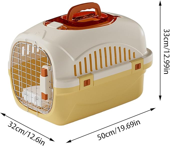 Detachable Pet Carrier for Small Animal, 2025 New Ventilated Plastic Dog Crates, Portable Hard-Sided Dog Crate with Handle for Puppies & Cat Traveling, Hiking, Camping (Yellow)