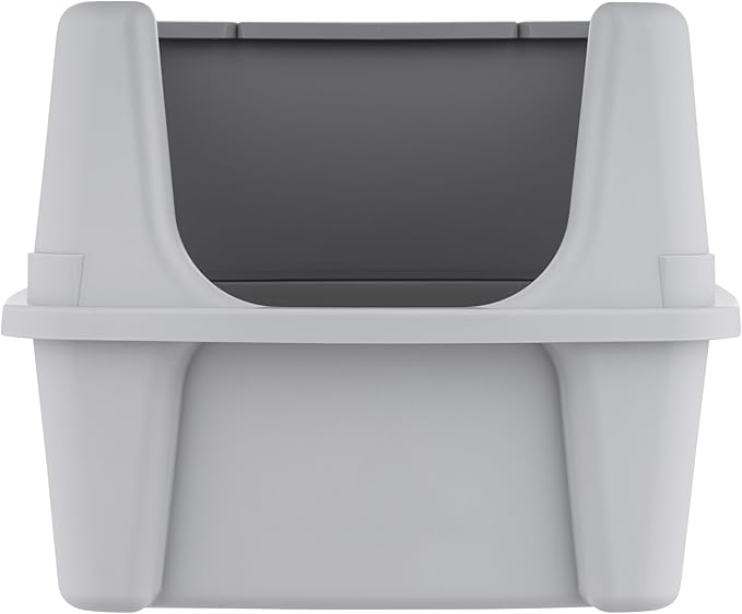 IRIS USA Large Open Top Cat Litter Box with High Sided Walls Tall Scatter Shield Scoop Included Easy Clean Plastic Pan Stain Resistant for Big Cats Kittens Indoor Multi-Cat Households