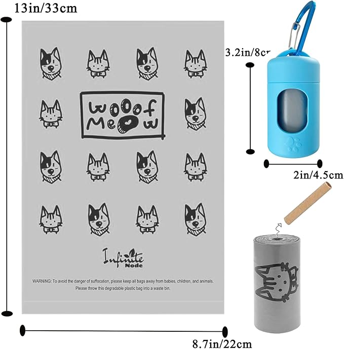 Dog Poop Bag Dispenser for Leash with Snap Clip, Skin-friendly Texture Waste Bag Holder for Dog Walks and Cats, Pets Litter Bag Container, Indoor & Outdoor Use (Blue, 1)