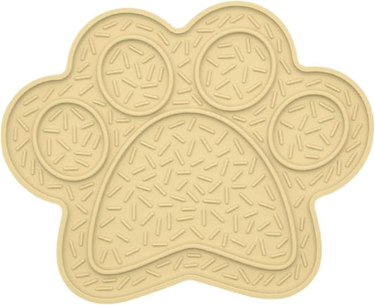 Lick Mat for Dogs, DOOGUES Slow Feeder Mat for Anxiety Relief, Non-Slip Suction Cups, Easy to Spread with Peanut Butter, Yoghurt, or Treats, Suitable for Small, Medium, and Large Dogs (Beige)