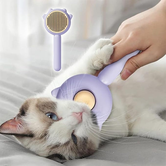 Professional Pet Grooming Brush, Ergonomic Handle Cat Comb with Stainless Steel Needles, Multi-Color Pack (Light Purple)