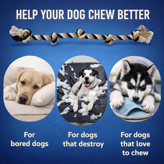 Large and Medium Dog Chew Toys for Aggressive Chewers, Dog Rope Toys for Medium Dogs, Indestructible Dog Toy, Knotted Dog Toys for Aggressive Chewers