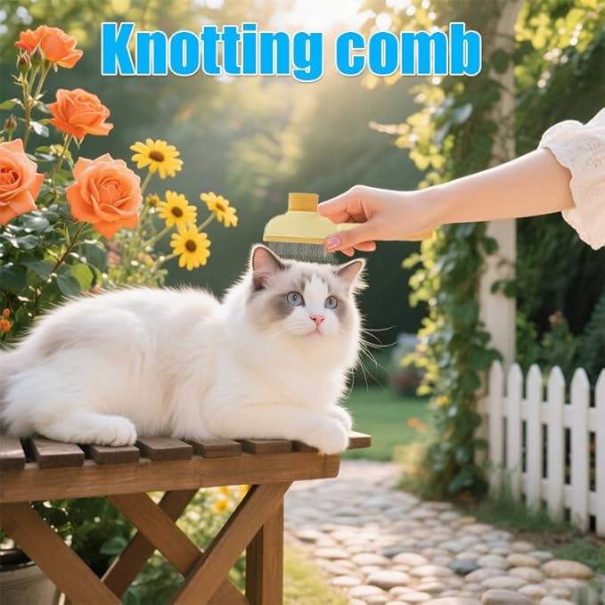 6 Pcs Pet Multifunctional Knotting and Pet Hair Removal Comb One-Click Self-Cleaning Grooming Brush for Dogs, Cats, Puppies, and Rabbits, Plastic Grooming Comb for Hair Shedding and Tangle Removal