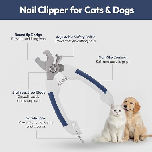BPG Pet Grooming Tools for Dogs & Cats- Pet Nail Clippers Stainless Steel Nail Trimmer with Safety Guard & Non-Slip Grip