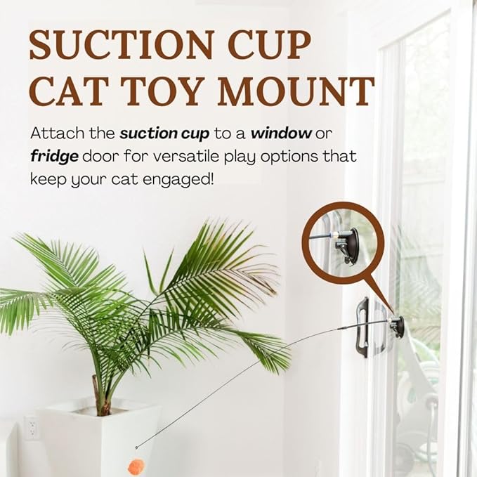18-Piece Interactive Cat Toys for Indoor Cats -PATENTED Heavy Duty Self-Holding Floor Base & Suction Cup - Durable Feather Wand Bird Simulation Self Play Kitten Toys for Bored Adult Cats Juguete Gato