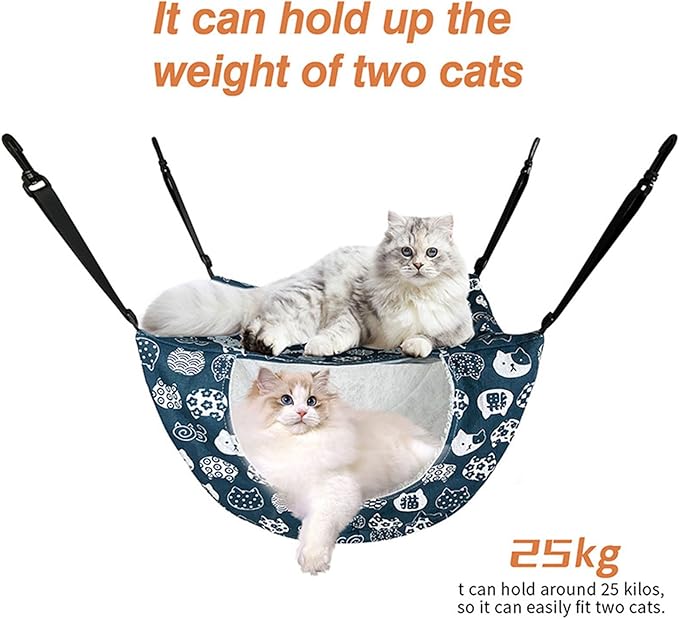 Adjustable Hanging Bed for Pet Cats Machine Washable Resting Hammock with Stable Rope for Cage Cats Tree