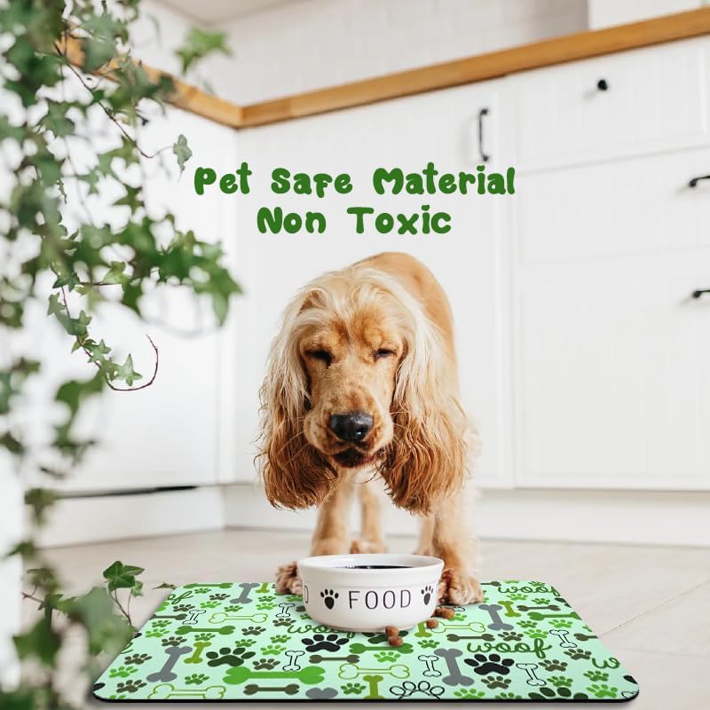 Dog Food Mats for Floors Waterproof, Pet Water Bowl Mats Pet Feeding Absorbent Placemats Green 17 * 30 inch - Image 7