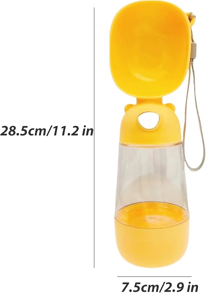 Portable Dog Water Bottle, Leak-Proof pet Water Bottle, 19 oz Large Capacity Outdoor Dog Water Fountain with Food Container, Suitable for Puppies Outdoor Walking, Hiking, Camping