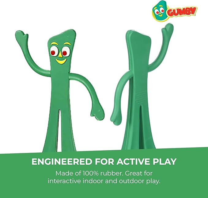 Multipet Gumby Latex Dog Toy - Squeaky Toy for All Dogs - Easy-to-Clean Dog Squeaky Toys - for Cuddling, Chewing & Playing - Cute Pet Toy (9", Green)