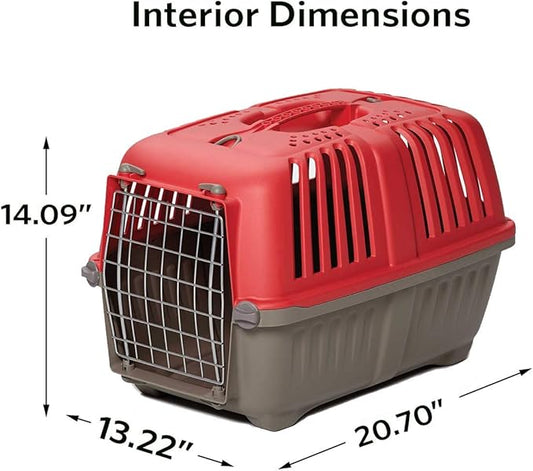 MidWest Homes for Pets Spree Travel Carrier – Hard-Sided Dog & Cat Carrier, Small Pet Travel Crate with Handle, Ventilated Design, Easy Assembly, 22-Inch, Green