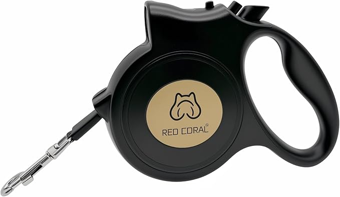 LED Light Retractable Dog Leash for Small to Medium Dogs – 16ft Extendable for Safe Night Walks (Black)