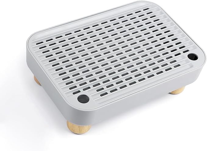 Cat Litter Box Step for Automatic/Self-Cleaning Litter Boxes - Anti-Tracking Catcher Ramp with Filter, Non-Slip Wooden Base, Easy Clean for Kittens & Elderly Cats