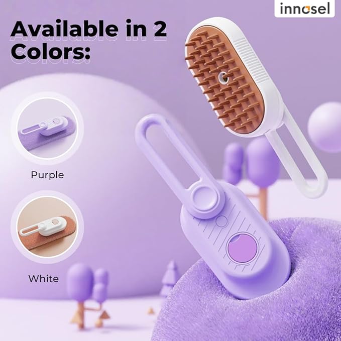 Cat Steam Brush for Shedding, 4-in-1 Rechargeable Pet Grooming Brush for Cats & Dogs, Anti-Static, Massage, Cleaning & Combing with Gentle Steam, Removes Loose Hair & Tangles (Purple)