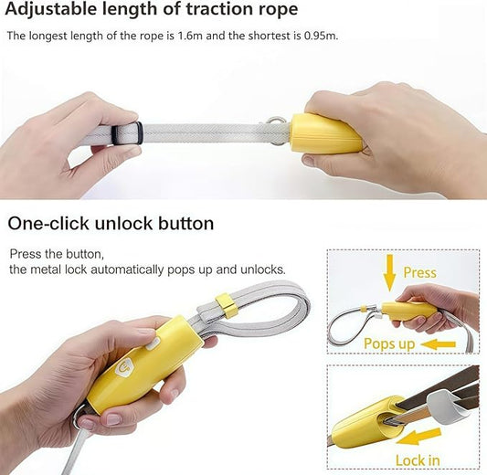 Hand Free Dog Leash Adjustable Length 4-6 ft with Reflective Stripor for Medium&Small Dogs Comfortable Handle and Sturdy Rope for Walking, Jogging and Running Your Dog (Yellow)