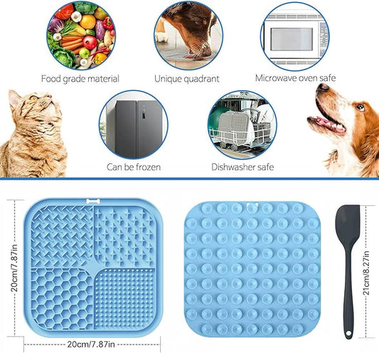 Licking Mat for Dogs & Cats with Suction Cups, 1 Pack Square Dog Slow Feeder Lick Pat for Anxiety Relief & Boredom, Dog Toys to Keep Them Busy, Pets Bathing Training Grooming Mat