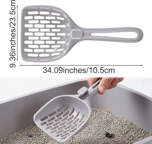 Cat Litter Scoop Non Stick Cat Sifting Litter Scoop Shovel with Hook Kitty Scooper Easy Sifting with 8-Shaped Hole Design for Box Clumping Crystal Litters Pellets