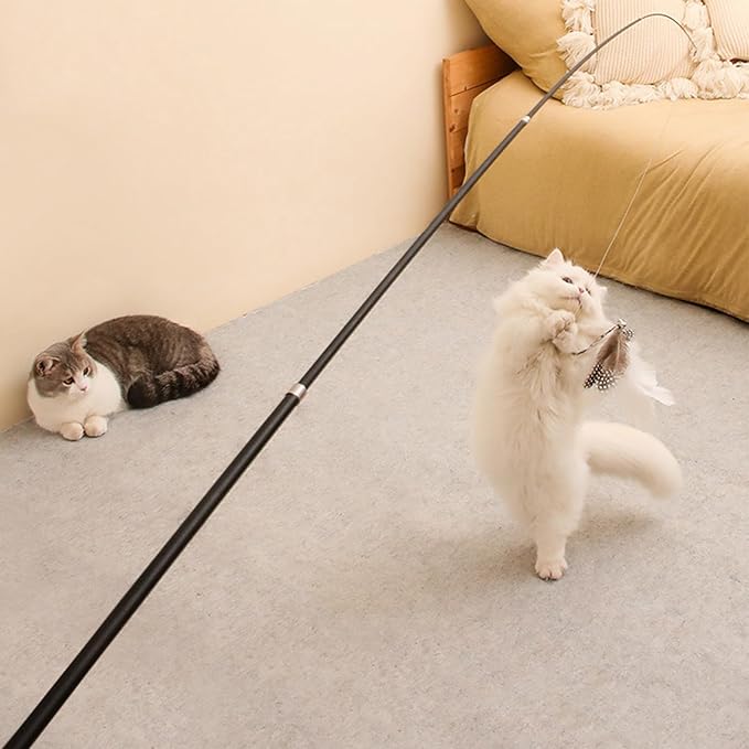 Cat Wand Toy Extra Long Telescopic Cat Fishing Pole for Indoor Cats Chase and Exercise