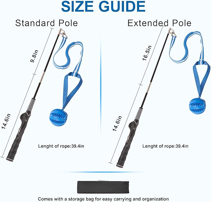 Flirt Pole for Dogs Interactive Dog Pole Toy for Large Medium Small Dogs, Sports Dog Teaser Pole for Tug of War, Flirt Pole with Lure Ball (Extended Pole + Tensile Rope)