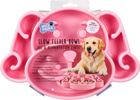 Slow Feeder Dog Bowl, 3 Cups, Anti-Choking & Anti-Gulping, Reduces Bloat, Non-Slip, Durable Slow Eating Bowl for Small to Medium Dogs, Healthy Pet Feeding Dish (Pink)