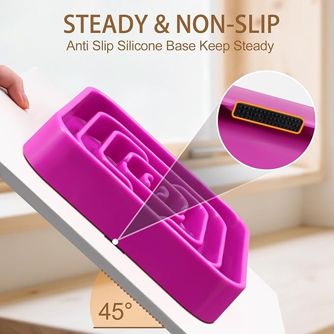 Slow Feeder Dog Bowls for Large Medium Dogs, Anti-Choking Slow Eating Maze Dog Food Bowl, Anti-Slip Slow Feeding Pet Puzzle Bowl,Purple