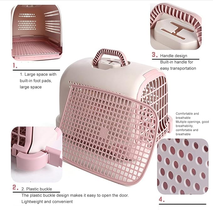 Pet Carrier: Hard-Sided Small Animal Carrier for Tiny Dog Breeds, Blue Kennel for Quick Trips 49 * 28 * 33CM,C
