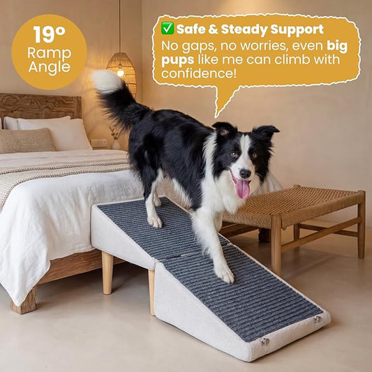 3-in-1 Dog Ramp 18.9"×17.7"×18.9" with Storage – Pet Stairs for Senior & Injured Dogs & Cats, Hidden Storage Footstool, Ottoman Anti-Slip, Supports 220 lbs for Beds & Sofas