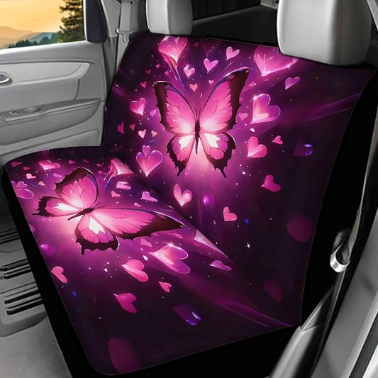 AFPANQZ 3D Butterfly Car Seat Cover for Rear Bench Seats Polyester Fabric Protects Against Dirt Pet Fur Dog Hair, Easy to Install with Universal Fit for Cars Trucks and SUV