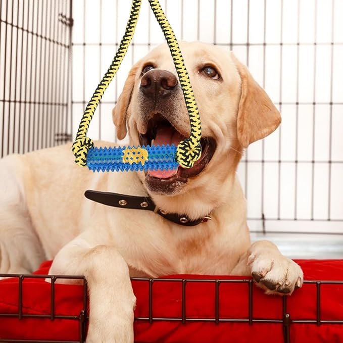 Interactive Dog Toys, Crate Training Aids for Puppies, Puppy Teething Toys,Peanut Butter Dog Food Treat Dispenser Toys (Yellow)