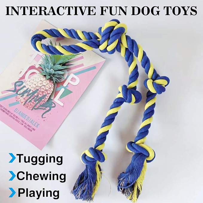 Rope Toy for Dogs,Large Dog Rope Toys for Aggressive Chewers, Heavy Duty Dog Toys for Large Medium Breed, Indestructible Tough Chew Toys Tug of War Dog Toy Cotton Rope for Teeth Cleaning