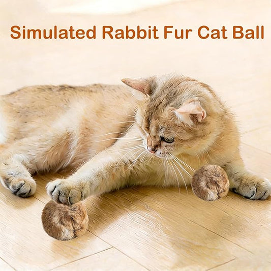 Rabbit Fur Ball Cat Toy, Soft Fluffy Cat Toy Ball, Soft Plush Cat Toy Balls for Bunny Kicks & Chase Games, for Indoor Fun to Chase