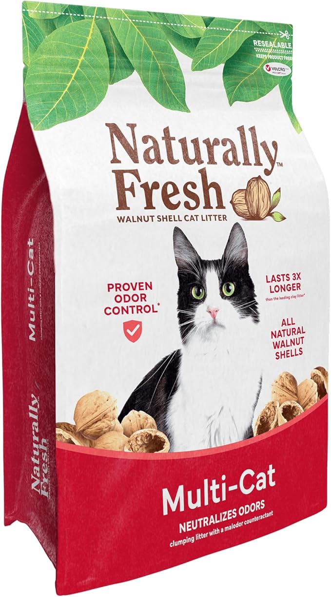 Naturally Fresh Cat Litter Made from Walnut Shells, Unscented, Multi-Cat, Upcycled, Low Dust, Sustainable, 30 Lbs