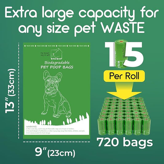 ATIFBOP Biodegradable Dog Poop Bags 480 Counts, Leak Proof and Extra Thick Doggy Poop Bags (Unscented)