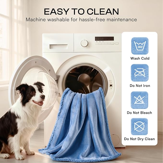 Luciphia Waterproof Pet Blanket, Liquid Pee Proof Dog Blanket for Sofa Bed Couch, Reversible Sherpa Fleece Furniture Protector Cover for Small Medium Large Dogs Cats, Navy Blue Small(40" x 28")