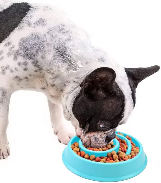 WenYing Slow Feeder Puzzle Dog Bowls, Interactive Bloat Stop Busy Bowl, Food Water Fun Feeding, Non-Slip Anti Choke Healthy Diet Bowls (Blue 2)