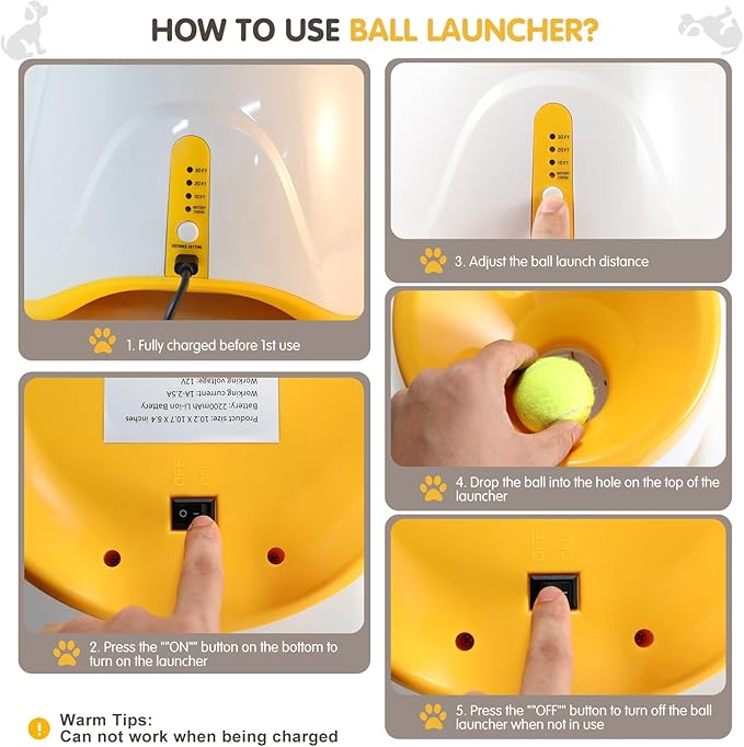 Eaacaa 2025 Upgraded Ball Thrower with 3 Tennis Balls Automatic Ball Thrower for Dogs, Mentally Stimulating Training Dog Toy for Medium and Large Dogs (Blue)