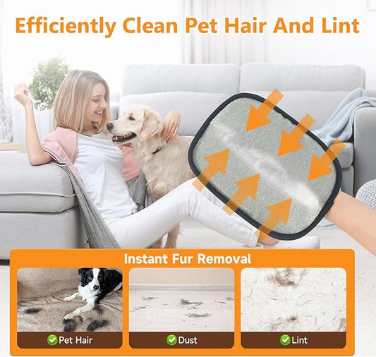Pet Hair Removal Glove,2 Pcs Newly Upgraded Pet Hair Remover Gloves for Cats & Dogs,9.45″ x 7.1″ Large Electrostatic Pet Hair Gloves,Reusable Pet Hair Remover Tool For Couch Clothes Carpet Car Seat