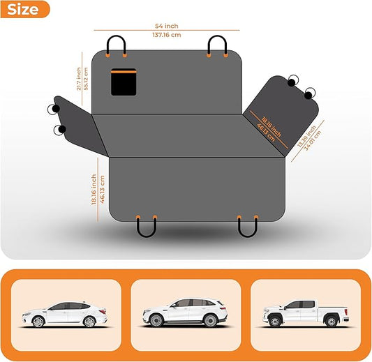Dog Seat Cover For Back Seat – Heavy-Duty Dog Hammock For Car Seat Cover With Side Flaps – Waterproof, Scratch-Resistant, Non-Slip Dog's Car Seat Cover For Cars, Trucks & SUVs (Orange)