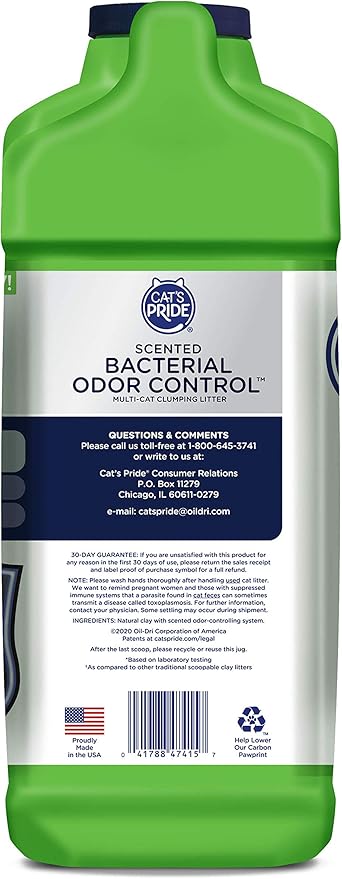 Cat's Pride Max Power: Bacterial Odor Control - Up to 10 Days of Powerful Odor Control - Strong Clumping - 99% Dust Free - Multi-Cat Litter, Scented, 15 Pounds (Pack of 2)